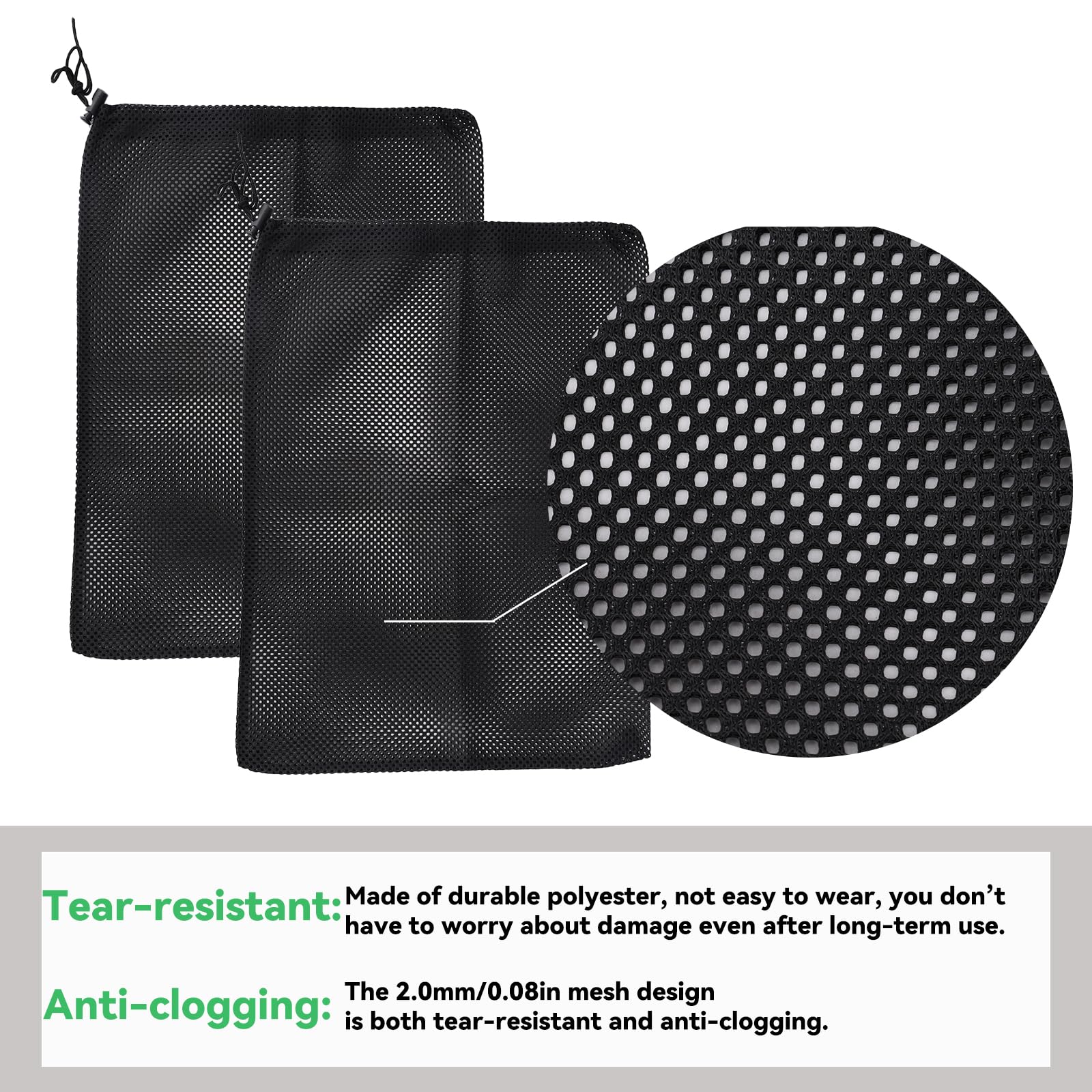 lasuroa 2pz Sacchetti Filtro per Pompa Dell'Acqua, 40x30,3cm Sacchetto Filtro Pompa Laghetto con Coulisse Regolabile per Laghetti Piscine Fontane Giardini e Acquari(Nero)