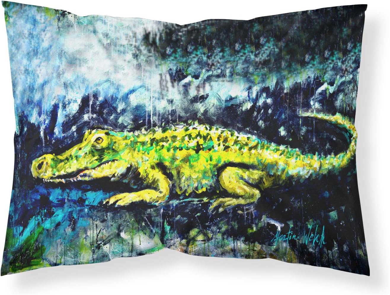 Caroline's Treasures MW1233PILLOWCASE Sneaky Alligator Fabric Standard Pillowcase Lightweight Super Soft Easy Care Decorative Artwork Pillowcase, Standard