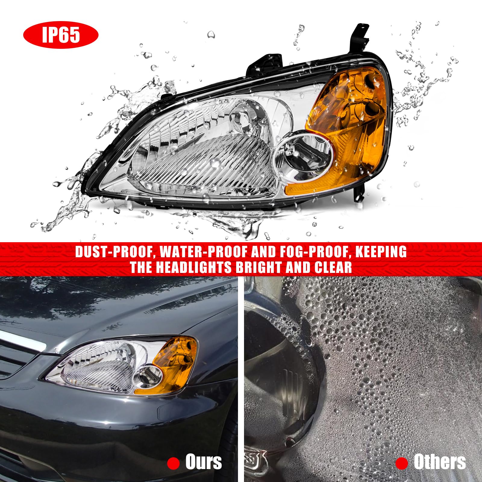 Amazon.com: ADCARLIGHTS for 2001 2002 2003 Civic 2/4dr Headlight
