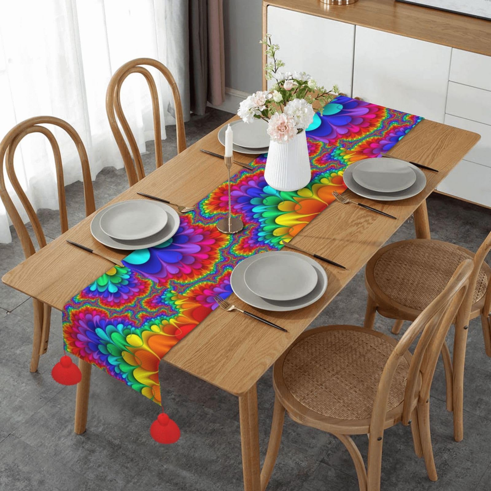 Chemin de table de Noël multicolore - Décoration de fête intérieur et extérieur