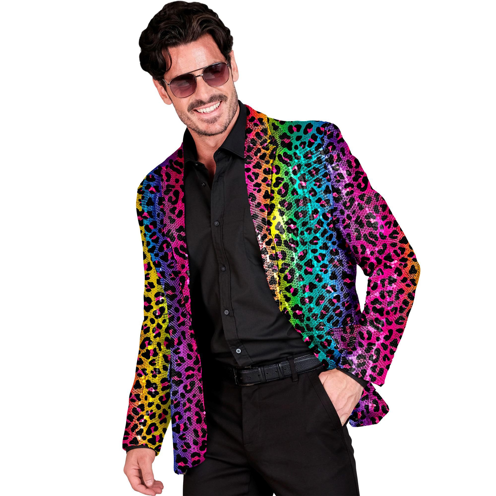 Widmann Milano Party Fashion - Party Fashion Jacket with Sequins for Men, Disco Fever, Animal Print