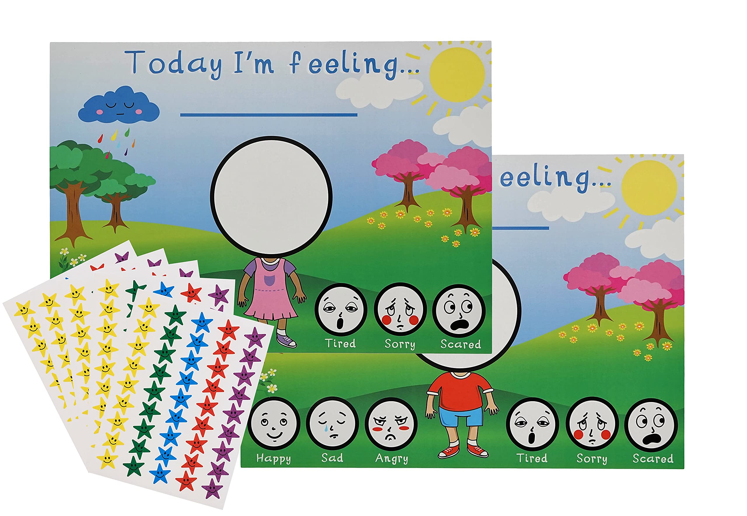 My Feeling Charts Feelings and Emotion Chart Communication aid for Boy and Girls Speech Delay Non Verbal Children with Special Needs ADHD Twin Pack.