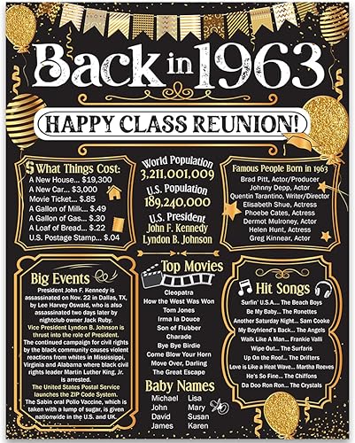 Miniatura 466 de Lone Star Art 66ª Reunión de Graduados (Sesenta y seis) Decoración en Oro - Recordando El Año - Clase de 1959 - Póster Sin Marco de 11x14 - Globos