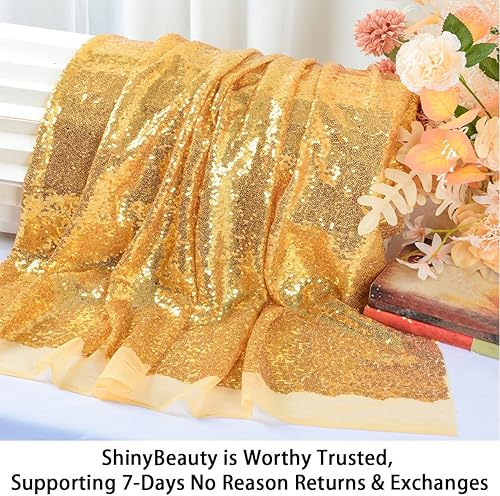 Miniatura 6 de ShinyBeauty Perno de tela de lentejuelas doradas (15 pies 5 yardas)