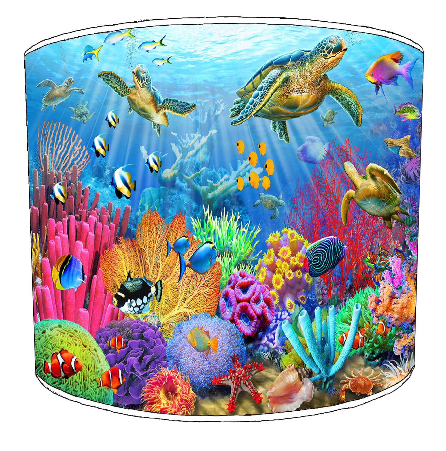 Turtle Coral Reef Lampshade for A Table Lamp in 3 Sizes - Free Personalisation