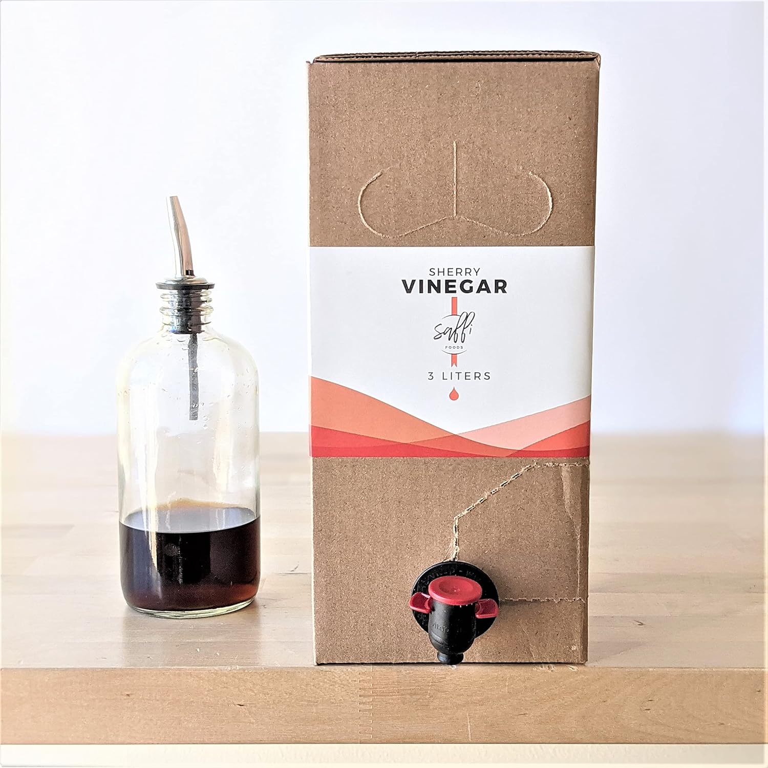 SAFFI SAANA Sherry Vinegar | 50 Year Solera Aged in Oak Barrels | Made from Palomino Grapes from Jerez Spain | Authentic, Premium | Eco Refill 3 L