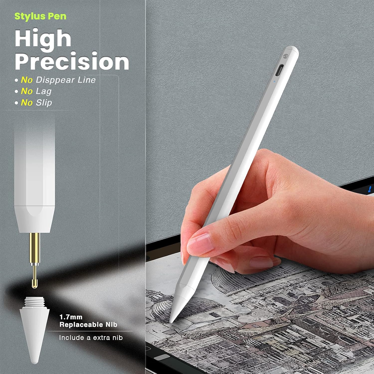 Crеаtіvе Prоduсt Boomdio Stylus Pen for iPad with Palm Rejection and Magnetic Adsorption Compatible with (2021-2018) Apple iPad Pro 11/12.9'', iPad 8th/7th/6th, iPad Mini 5th, iPad Air 3rd/4th for Writing Drawing