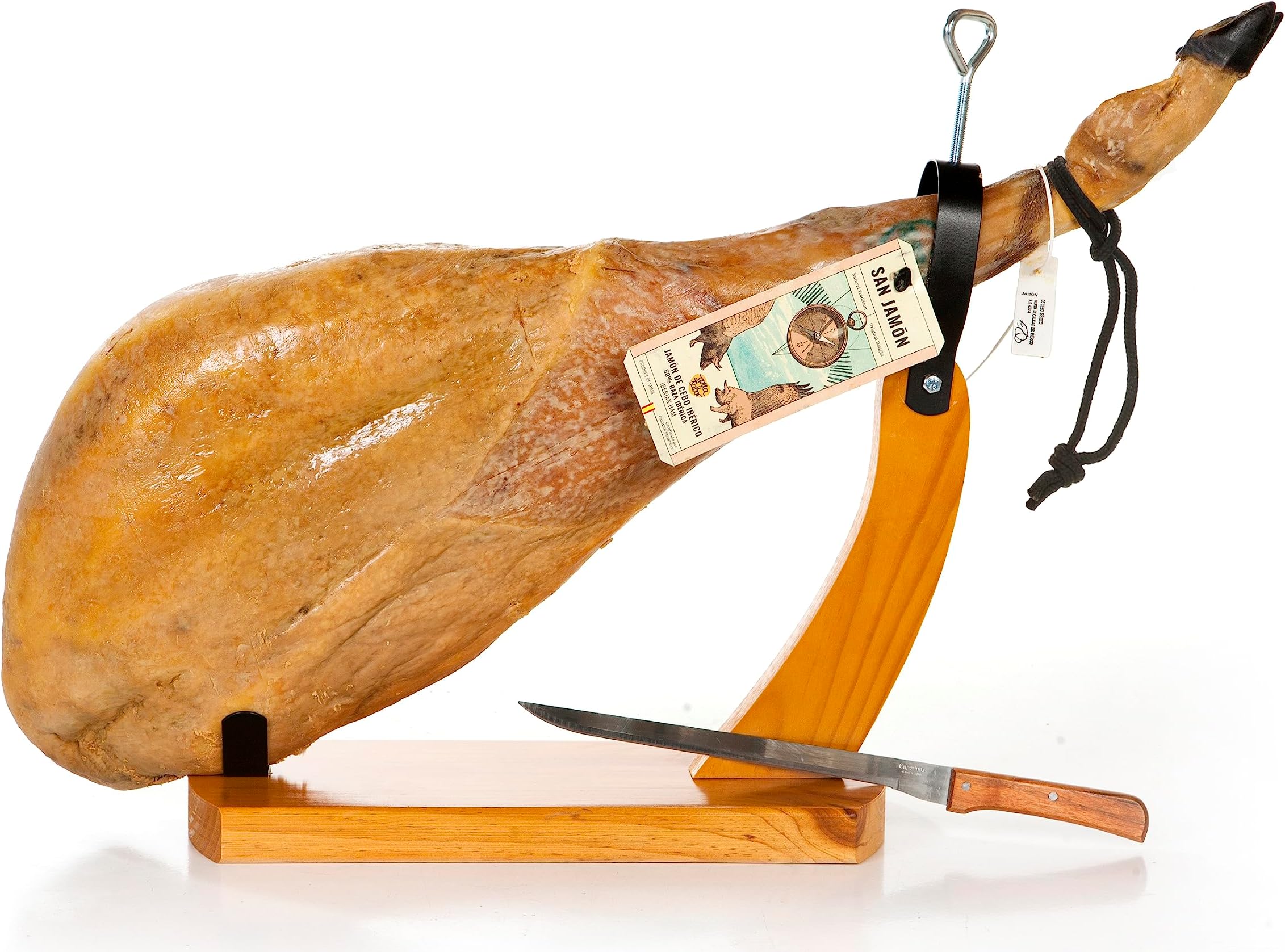 San Jamon Iberian Ham Hamper: Jamon Iberico Reserva from Spain (8-9 kg) and Ham Stand