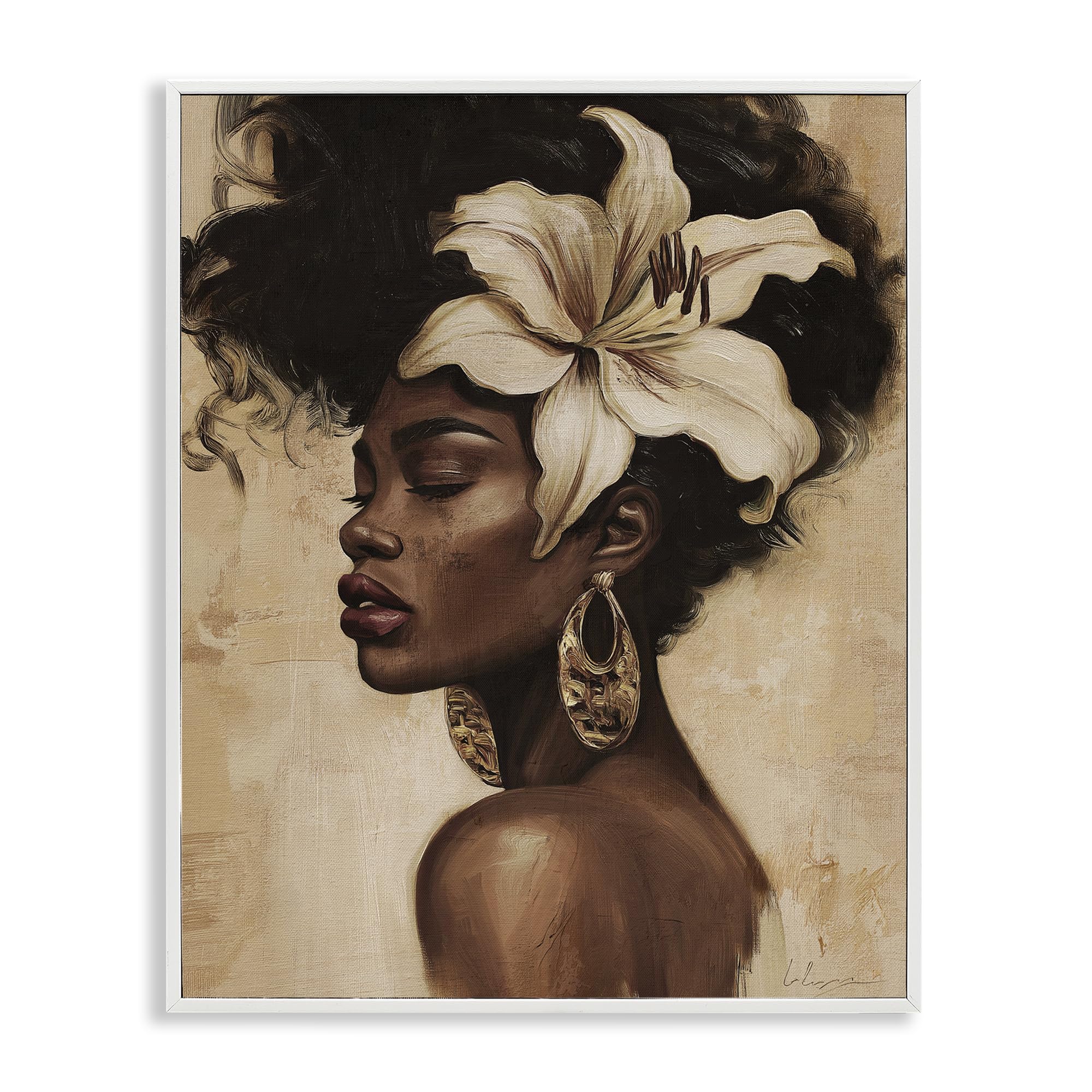 Stupell Industries Coastal White (Textured) Nocturne In Ivory Floral Portrait, 16 X 20 Inch Framed Giclée Print