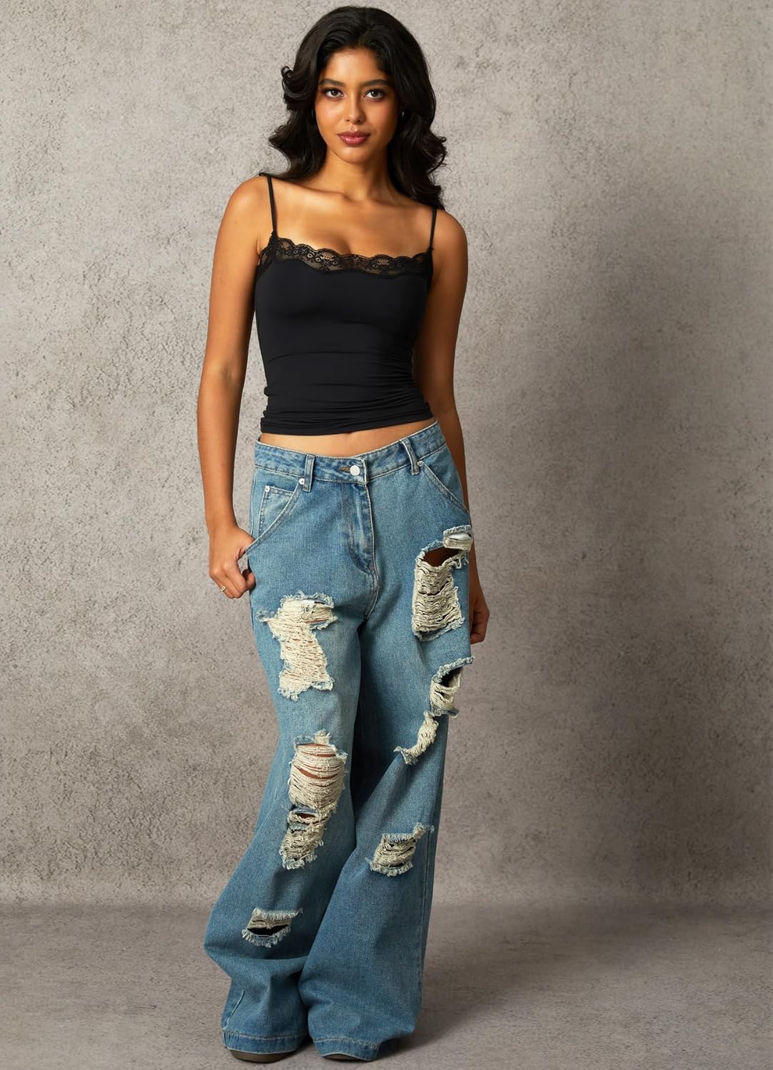 Navneet Women Sexy Lace Trim Spaghetti Strap Camisole Tank Top Y2K Going Out Crop Cami Top Date Night Rave Tops - Image 6