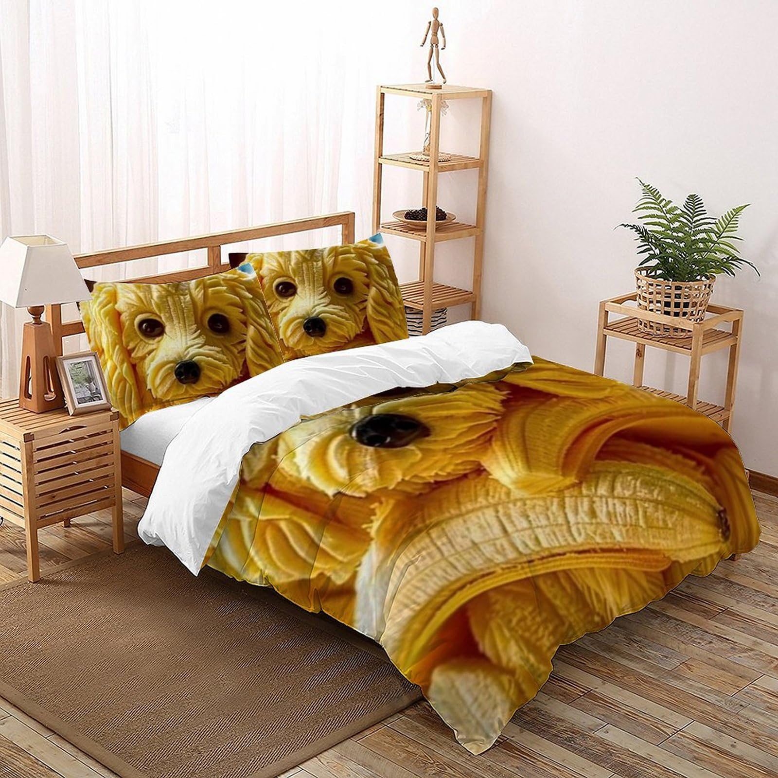 Housse de couette imprimé 3D chien en microfibre douce 220x240