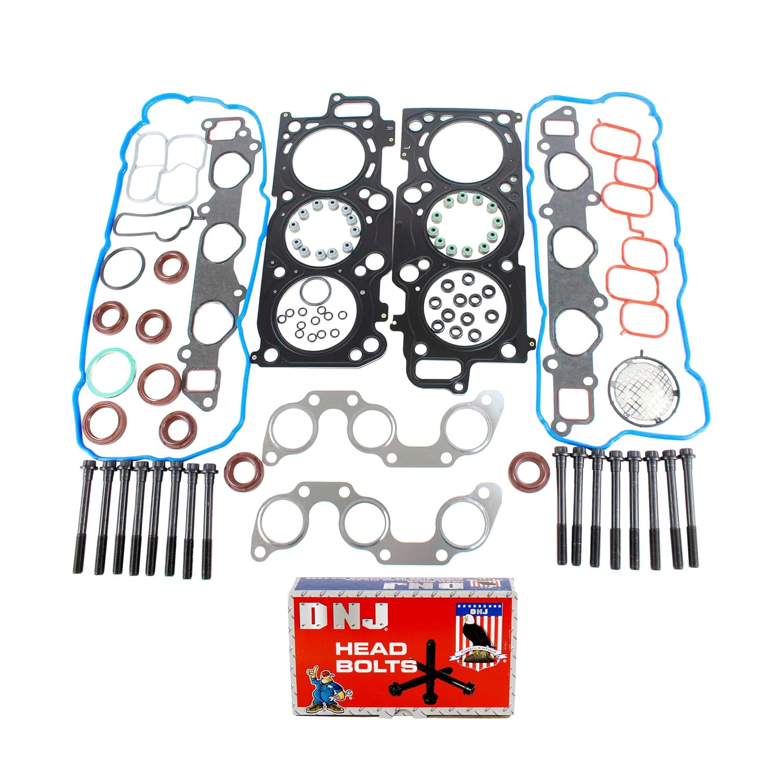 DNJ HGB953 Cylinder Head Gasket Set with Head Bolt Kit for 2004-2008 Lexus, Toyota Camry, ES330, Highlander 3.3L V6 24V DOHC 3300cc