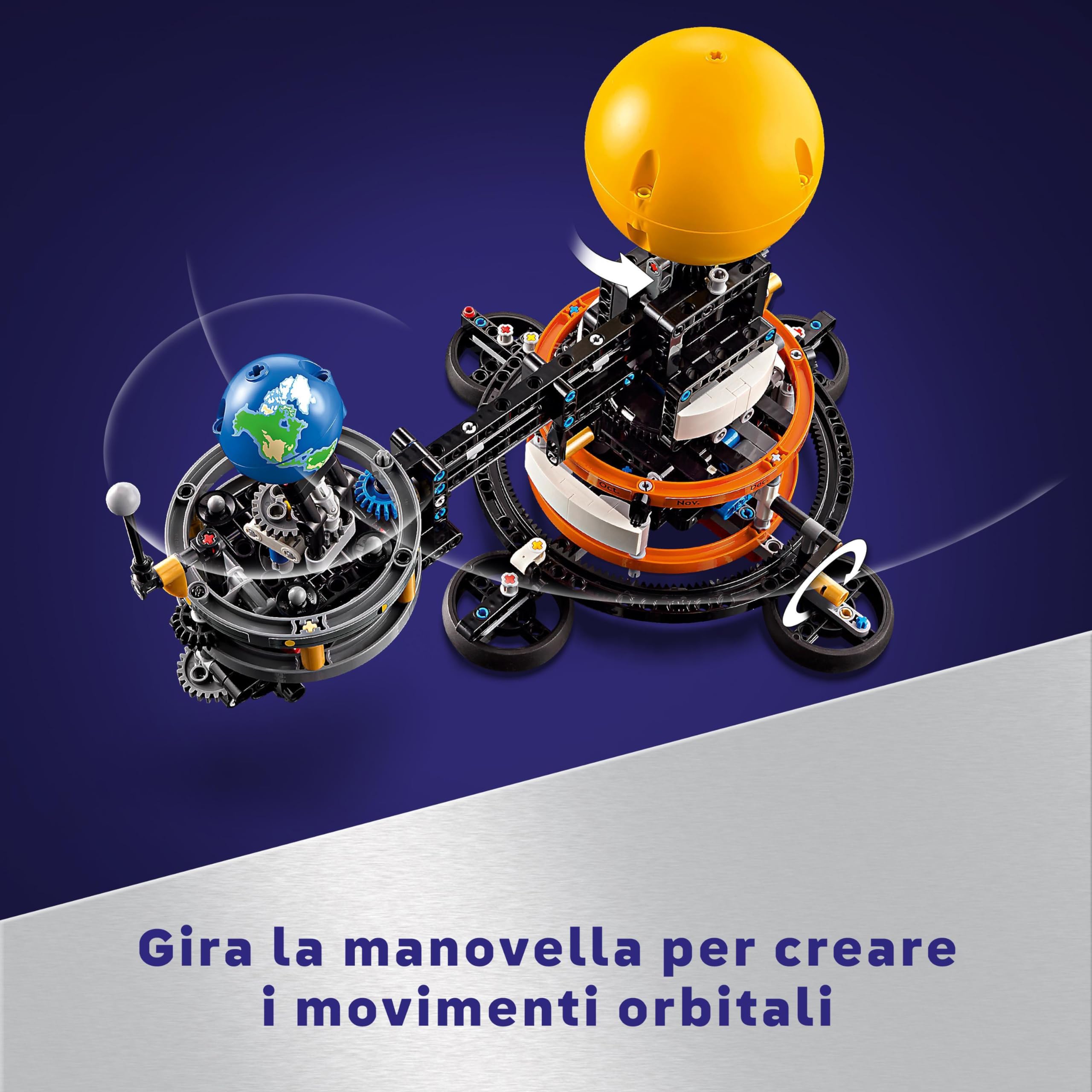 LEGO Technic Pianeta Terra e Luna in Orbita, Giochi Spaziali per Bambini e Bambine da 10 Anni in su, Sistema Solare Giocattolo da Costruire con Pianeti, Sole e Funzione di Rotazione, Idea Regalo 42179