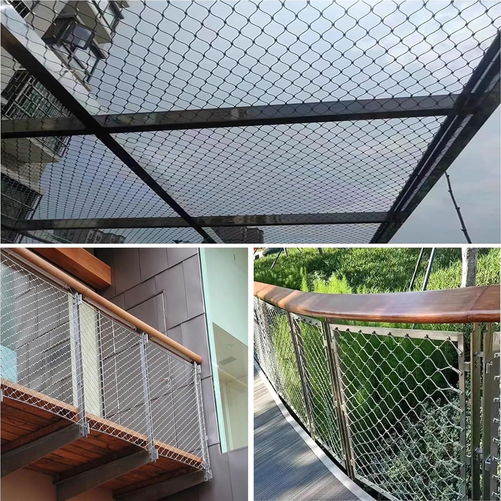 Malla Flexible de Cuerda de Acero Inoxidable, Red de Protección Anticaída | Flexible Resistente Impactos para Granjas, Escaleras, Balcones, Zoológicos y Plantas Trepadoras(1.2x9m/3.94x29.52ft)