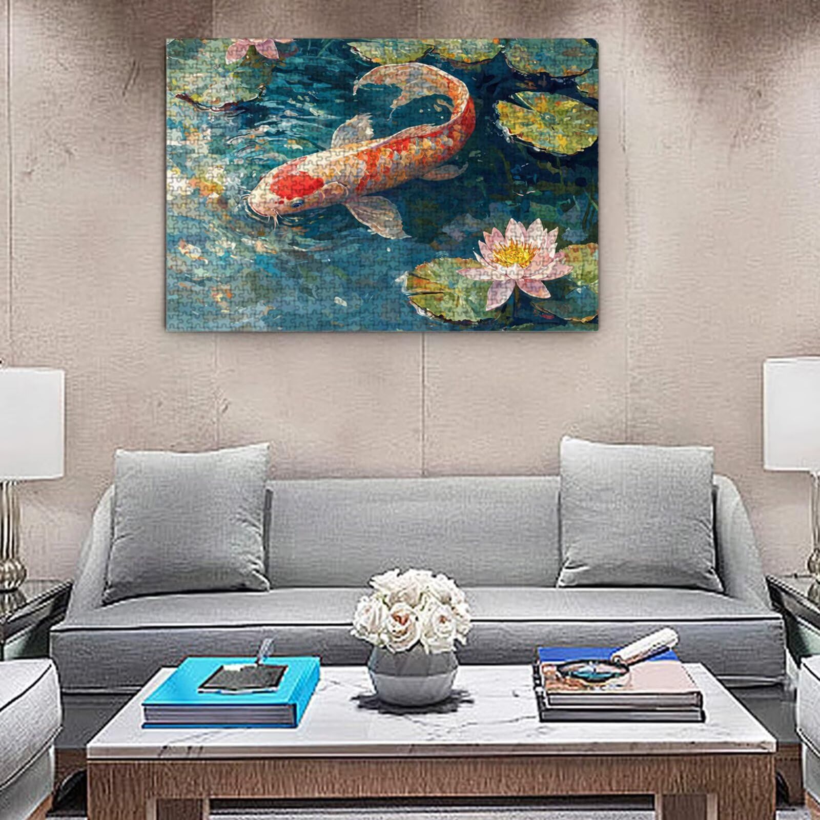 Puzzle dla dorosłych, 5000 sztuk, trudne drewniane puzzle, gra, gra logiczna, gra ręczna, dekoracja rodzinna, kreatywna rozrywka, prezent 105 x 156 cm ryba lotus K0F-912