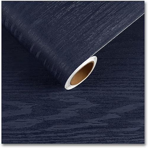 CRE8TIVE Papel de contacto de madera azul marino mate de 24 x 118 pulgadas, papel de contacto de madera autoadhesivo extraíble, papel de contacto de
