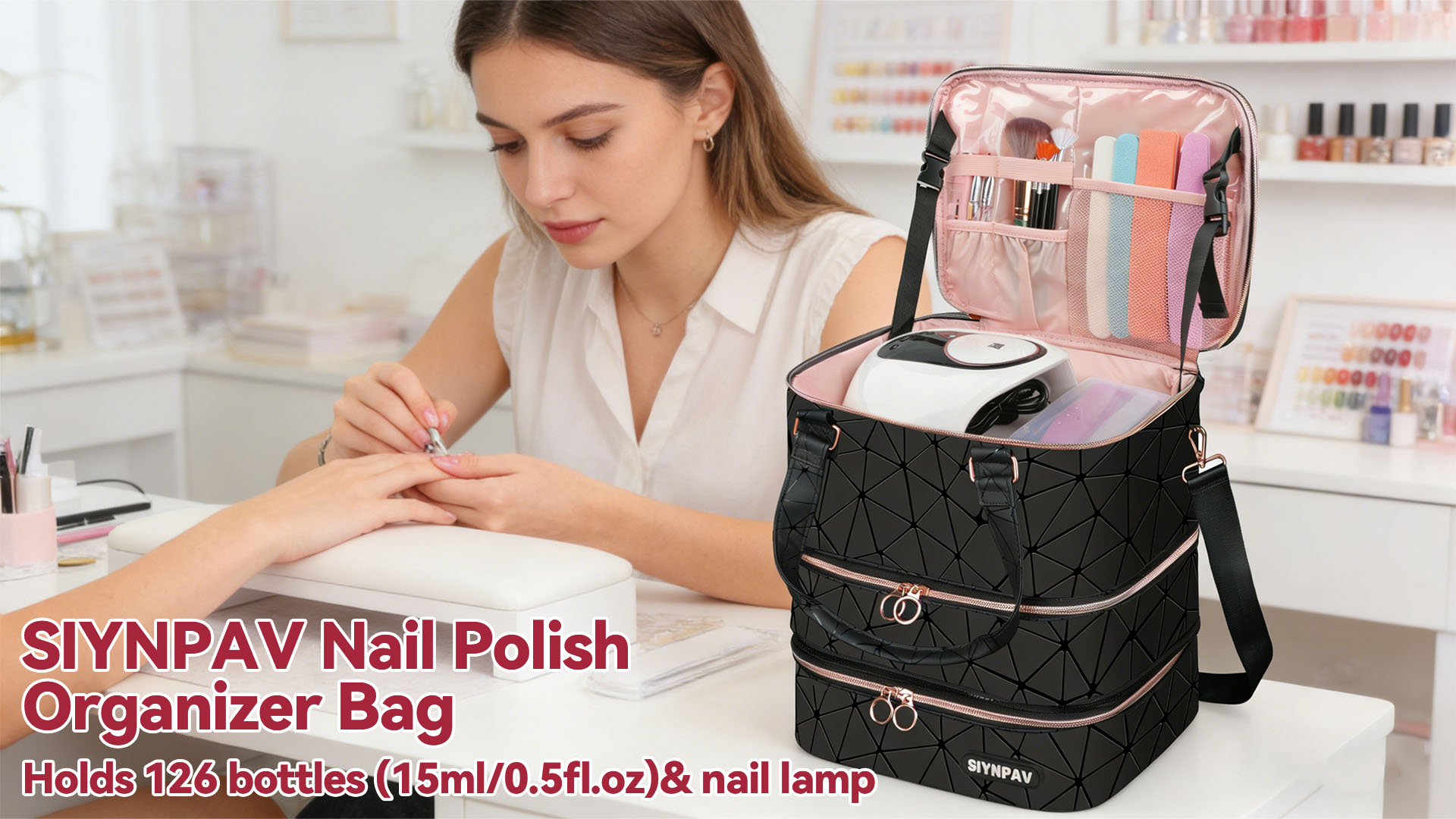 Amazon.com: SIYNPAV Nail Polish Organizer Bag Holds 126 Bottles