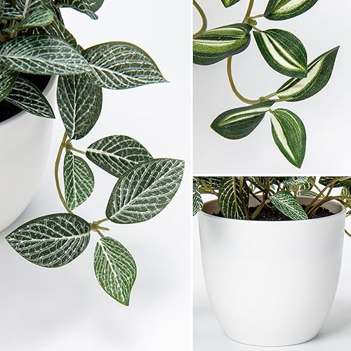 Miniatura 3 de Hollyone Plantas falsas, 2 paquetes de plantas artificiales de interior con maceta de plástico blanco, pequeña planta falsa en maceta para el hogar,