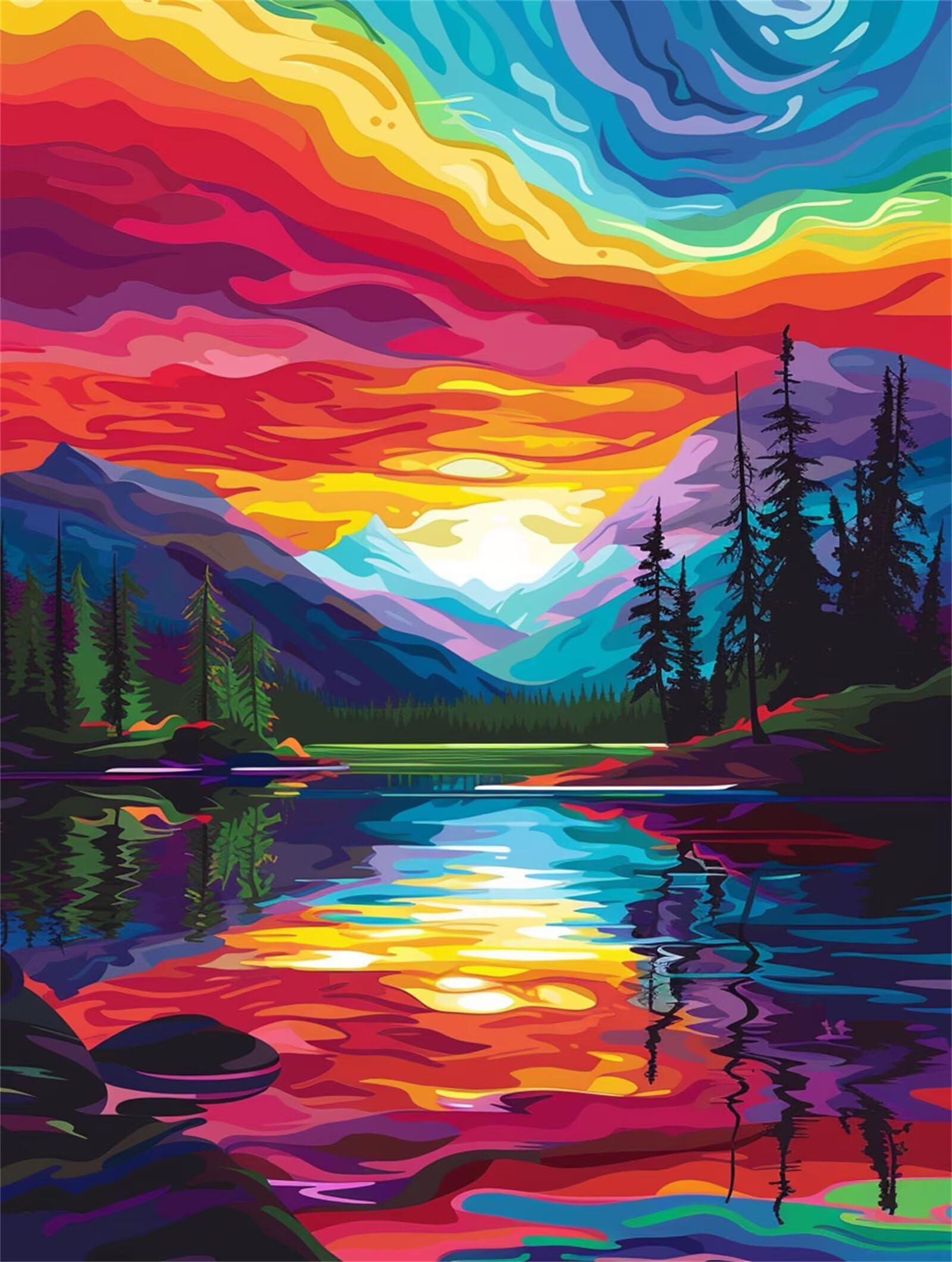 Dipingere con i Numeri Adulti tramonto, Colore Dipingere con i Numeri Bambini DIY Kit, Set Premium con Pennelli, Decorazione Casa & Creativo Regalo, Attività di Tempo libero 90x120cm z-251