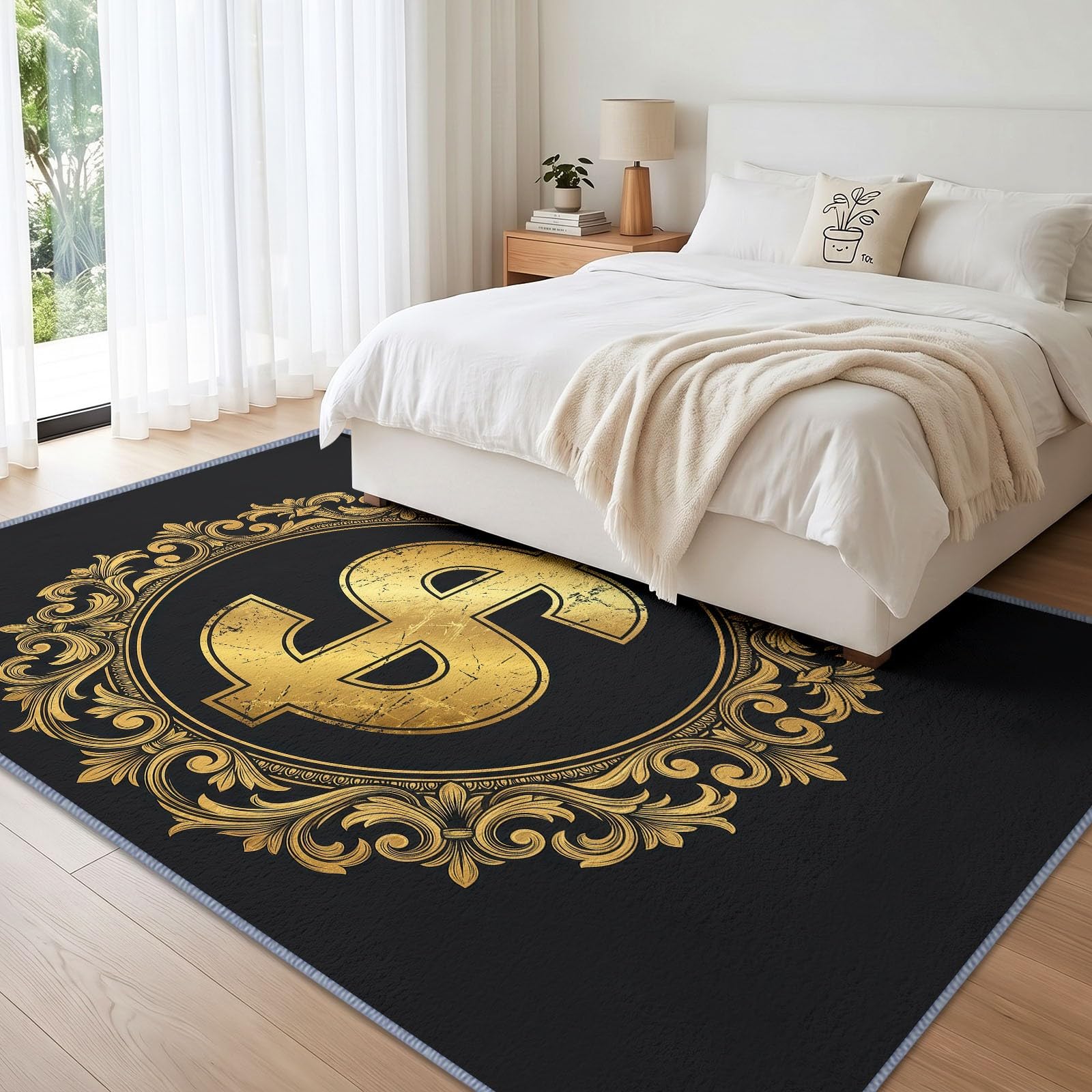 Générique Tapis Lavable Dollar Américain Arabesque,140x200 cm