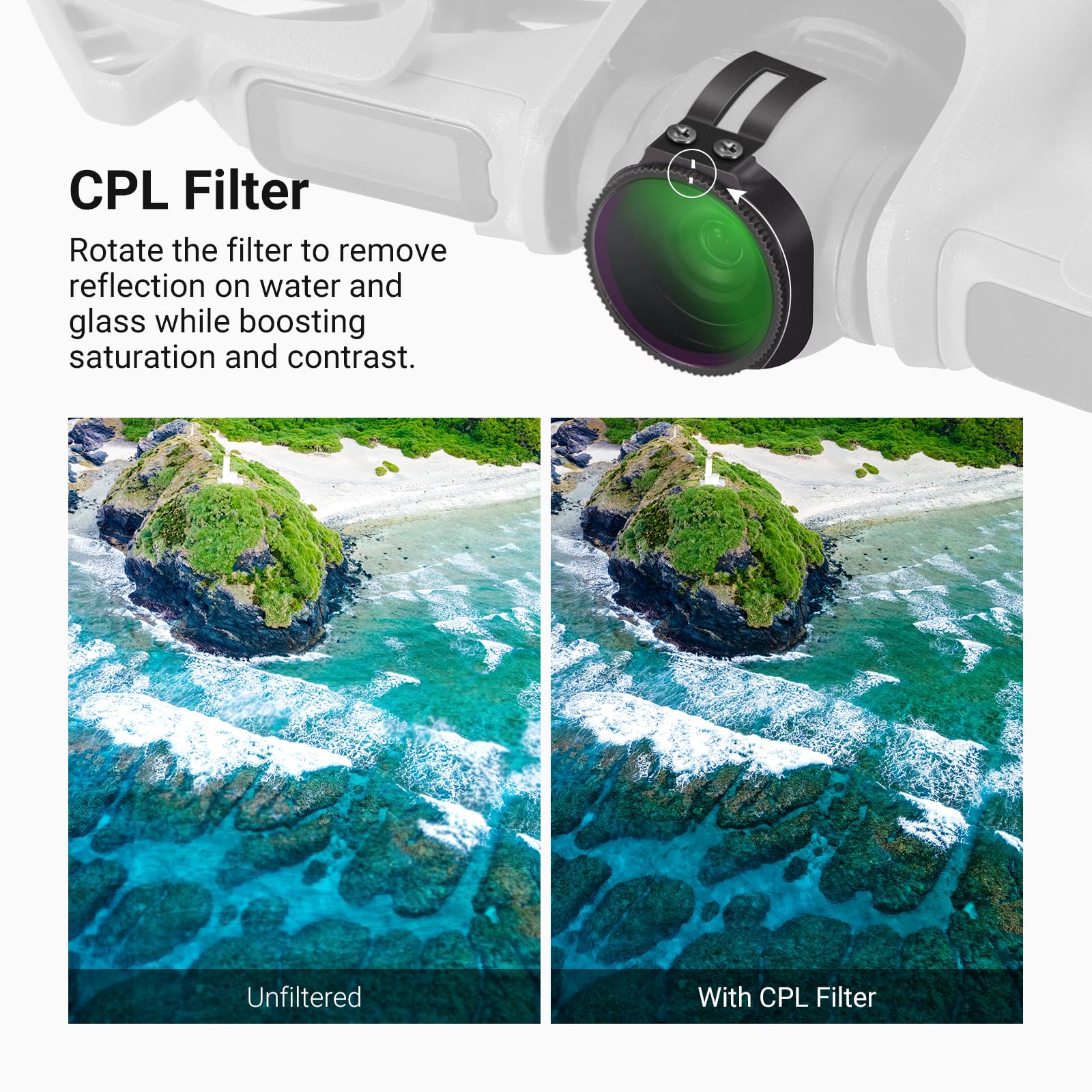 NEEWER Zestaw filtrów CPL + ND kompatybilny tylko z DJI NEO 2, 3-pak zatrzaskowych obiektywów do aparatu drona, zestaw akcesoriów o neutralnej gęstości (ND8/32), okrągły filtr polaryzacyjny