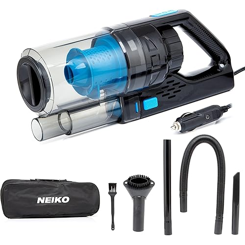 NEIKO 53730A Portable Car Vacuum Cleaner Wet Dry, Wet Vacuum Cleaner for Car or Vehicle, High Power, and Small Vacuum for Car Detailing, 12V Car Vacuum by DC Power, Works Best for Automotive or Boat