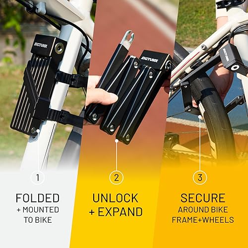 Miniatura 2 de SIGTUNA Candado plegable para bicicleta, acero endurecido de 0.315 in, plegable, resistente, con fácil montaje, bloqueo seguro y revestimiento