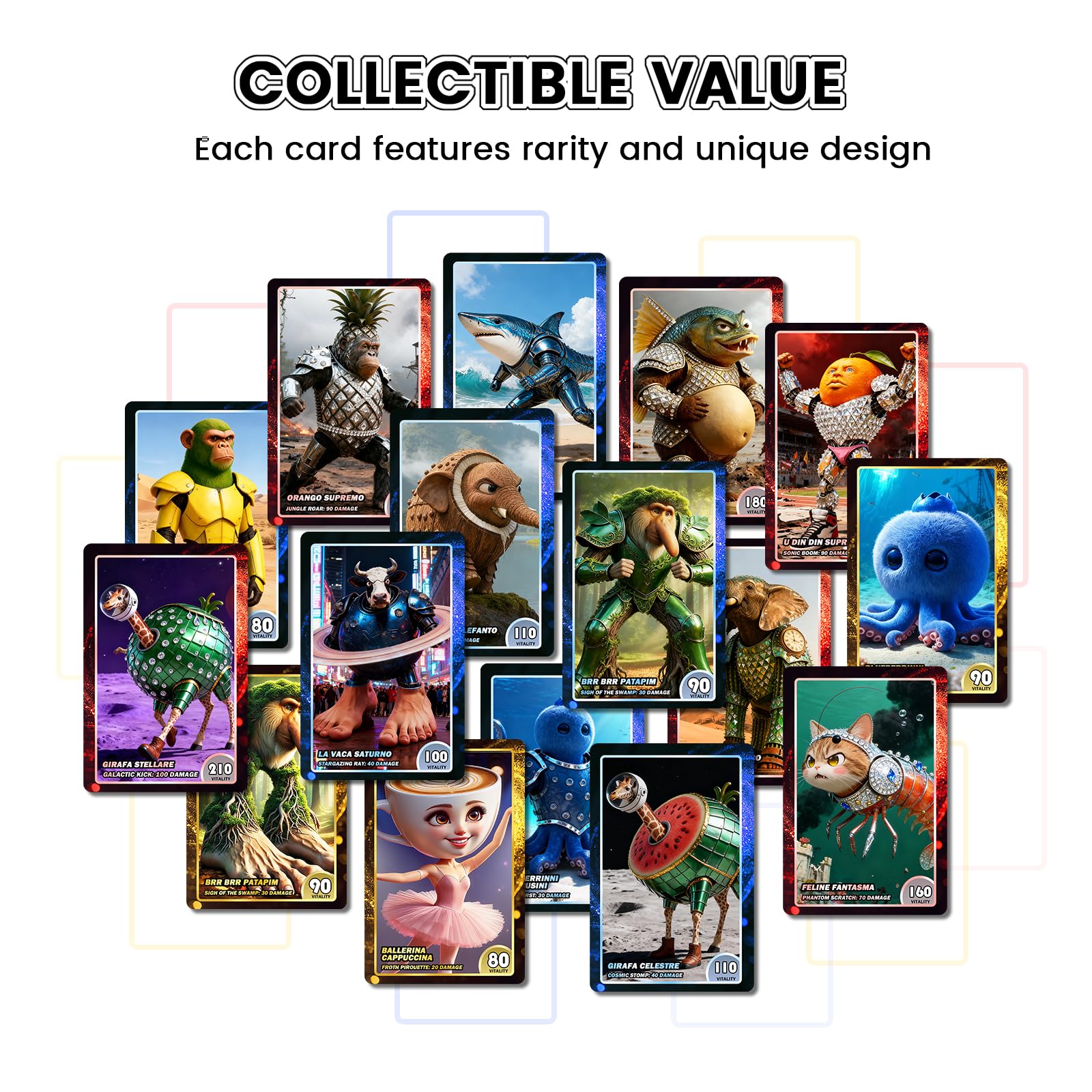 24 Cartes Collection Italian Brainrot - Boîte Surprise 6 Styles Aléatoires - Cartes Flash Pour Enfants Et Collectionneurs - Tung Tung Sahur, Tralalero