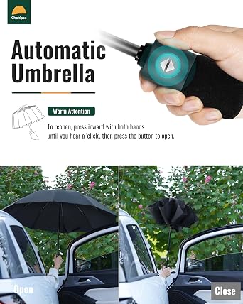 Umbrella Windproof Strong Travel Compact Automatic Large Black Folding Umbrellas for Wind and Rain Resistant 10 Ribs For Mens