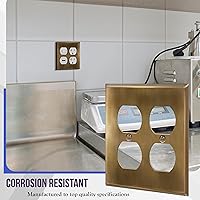 Vista 27 de ENERLITES Placa de pared de metal dúplex para receptáculos, cubierta de salida de acero inoxidable, resistente a la corrosión, tamaño de 1 banda