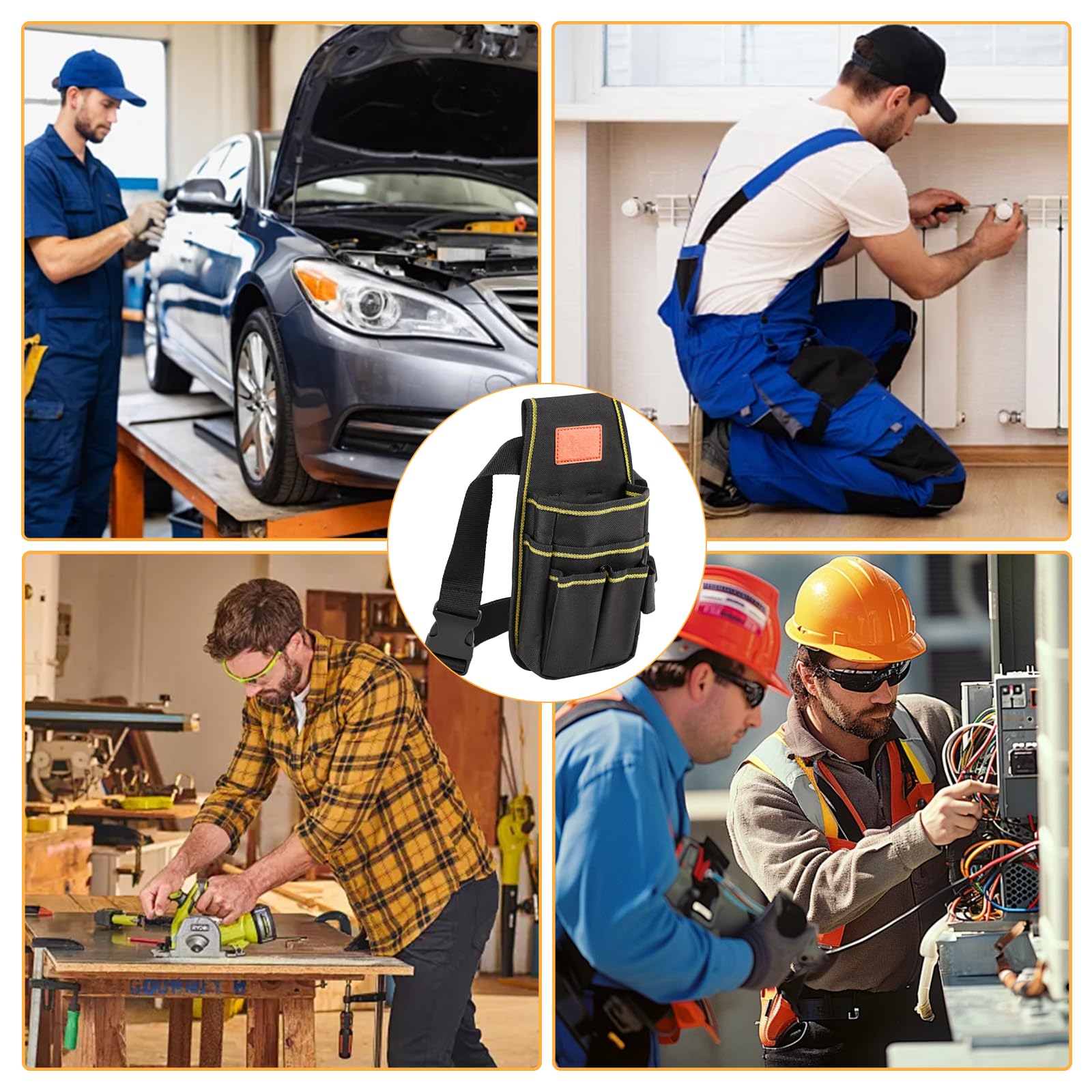 Borsa da Cintura per Attrezzi Marsupio Porta Attrezzi in Tela Oxford Cinture Porta Attrezzi Multi Tasche con Cinture Regolabile per Elettricista Carpentiere Tecnico Manutenzione