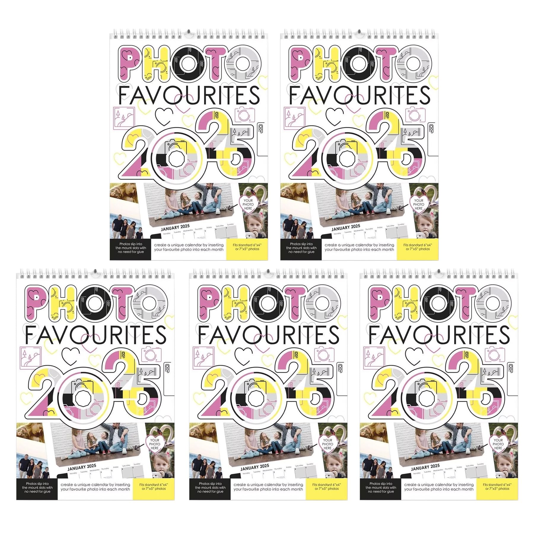 2026 A4 Photo Calendar DIY Personalise with 6'x4' or 7'x5' Photos Insert Your Own Photos - 5 Calendars, Multi
