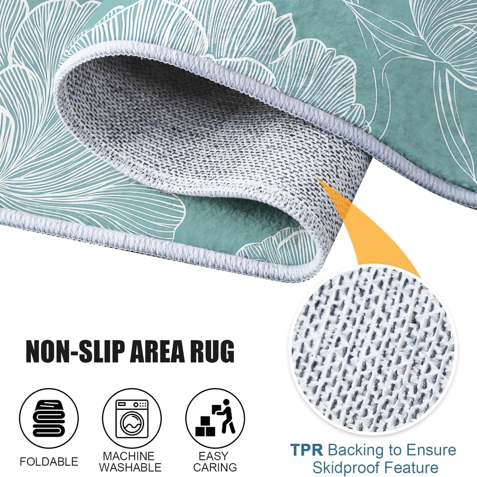 Tapis de Salon Lavable Sauge Claire 140x200cm Poils Courts Super Doux Antidérapant Grand Tapis pour Chambre, Salle à Manger, Chambre d’Enfant, Bureau