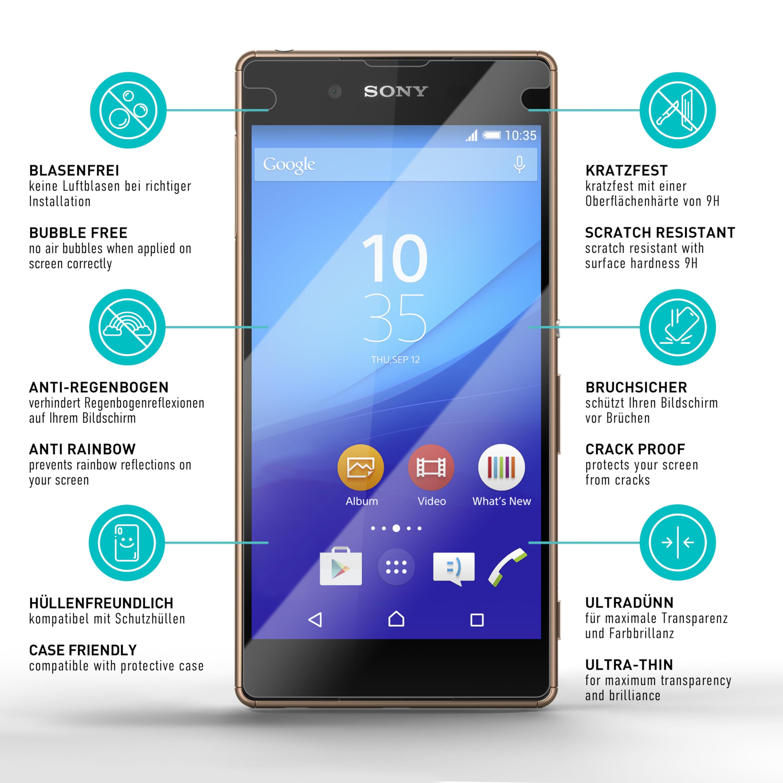 Pellicola Vetro Temperato Proteggi Schermo Display Per Sony Xperia X - Foto 6