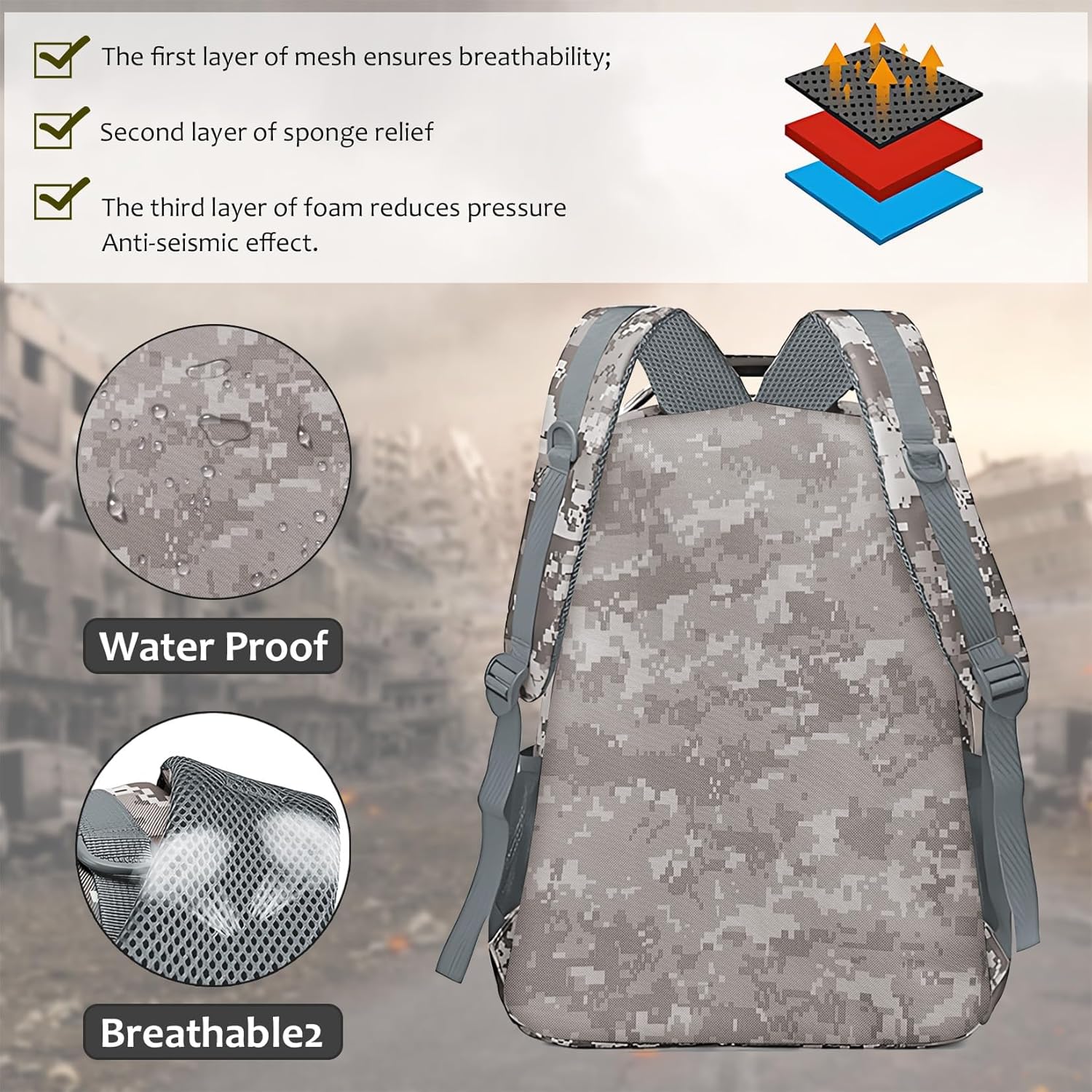 School Backpack for Boys - Camo Boys Backpack for Kids Teens Elementary Middle School - 18″ Camouflage Bookbag with Usb Charging Port & Key-chain