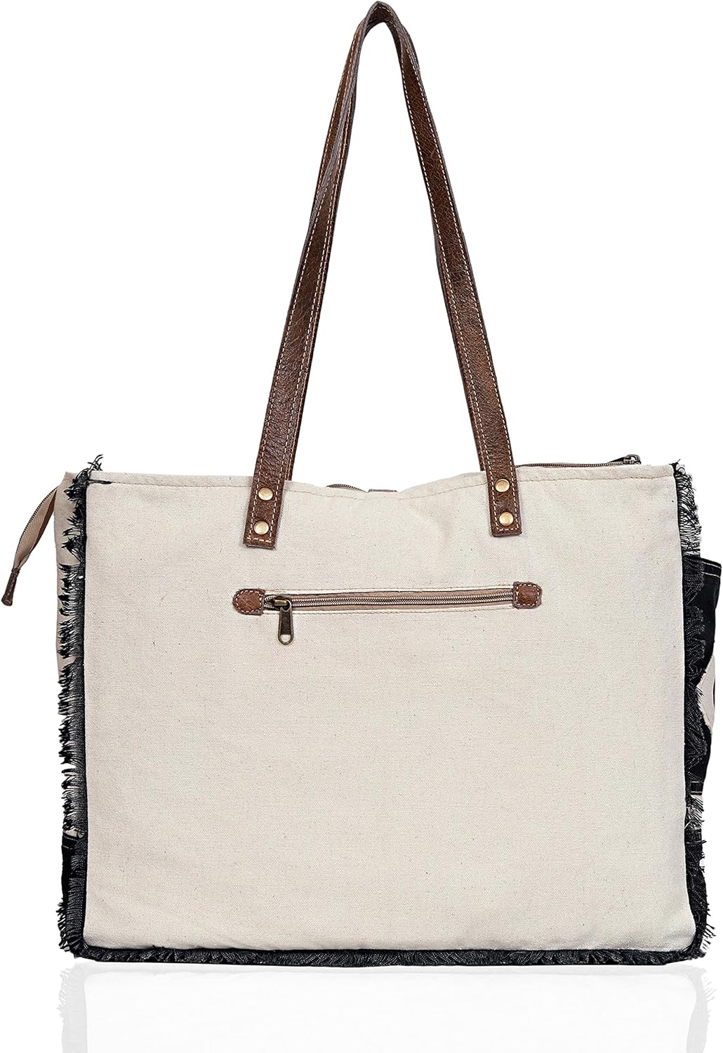 Upcycled Canvas & Leather Shoulder Bag Tote Crossbody Purse Leather Tote Bag Classic Canvas Tote - Image 6