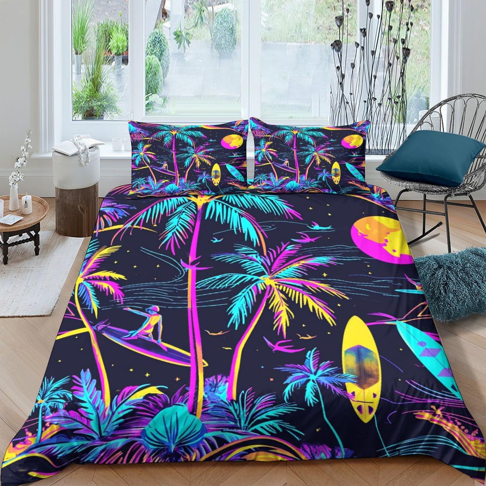 Parure de lit 3 pièces microfibre housse de couette taies d'oreiller fermeture éclair