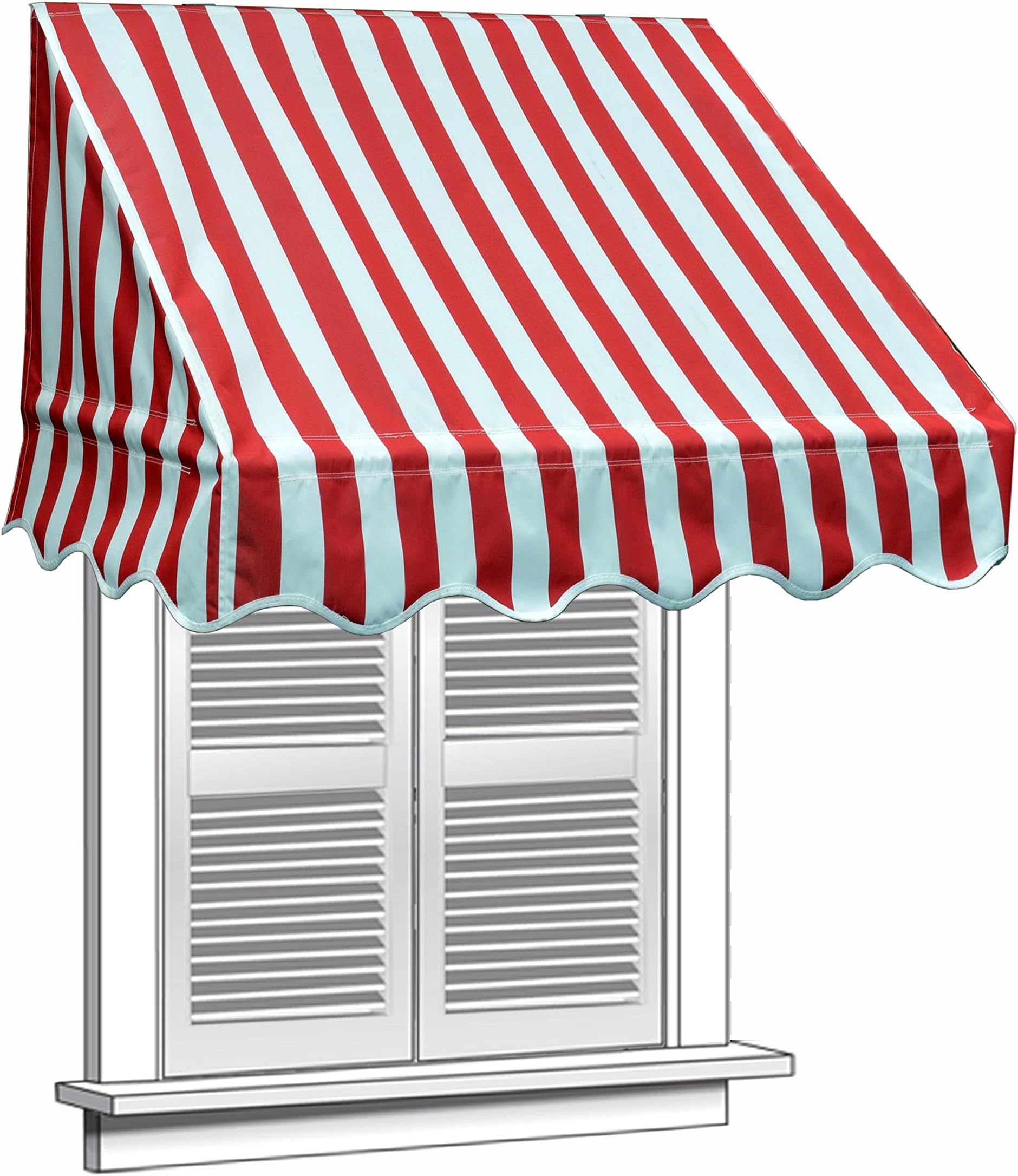Aleko 8" X 2" Window Awning Door Canopy 8-Foot Decorator Awning, Red and White