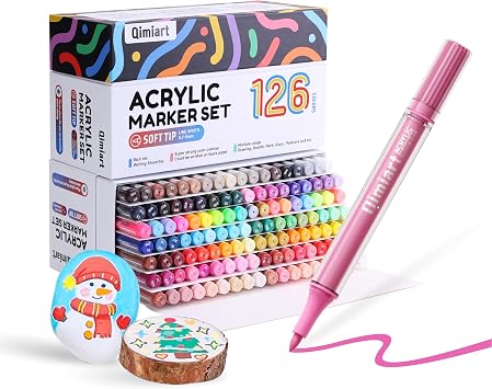 languo 126 Colors Acrylic Paint Markers, Soft Brush Tip Paint Pens Set for Drawing, Wood, Stone, Canvas, Glass, Rock Painting, DIY Crafts and Art Supplies