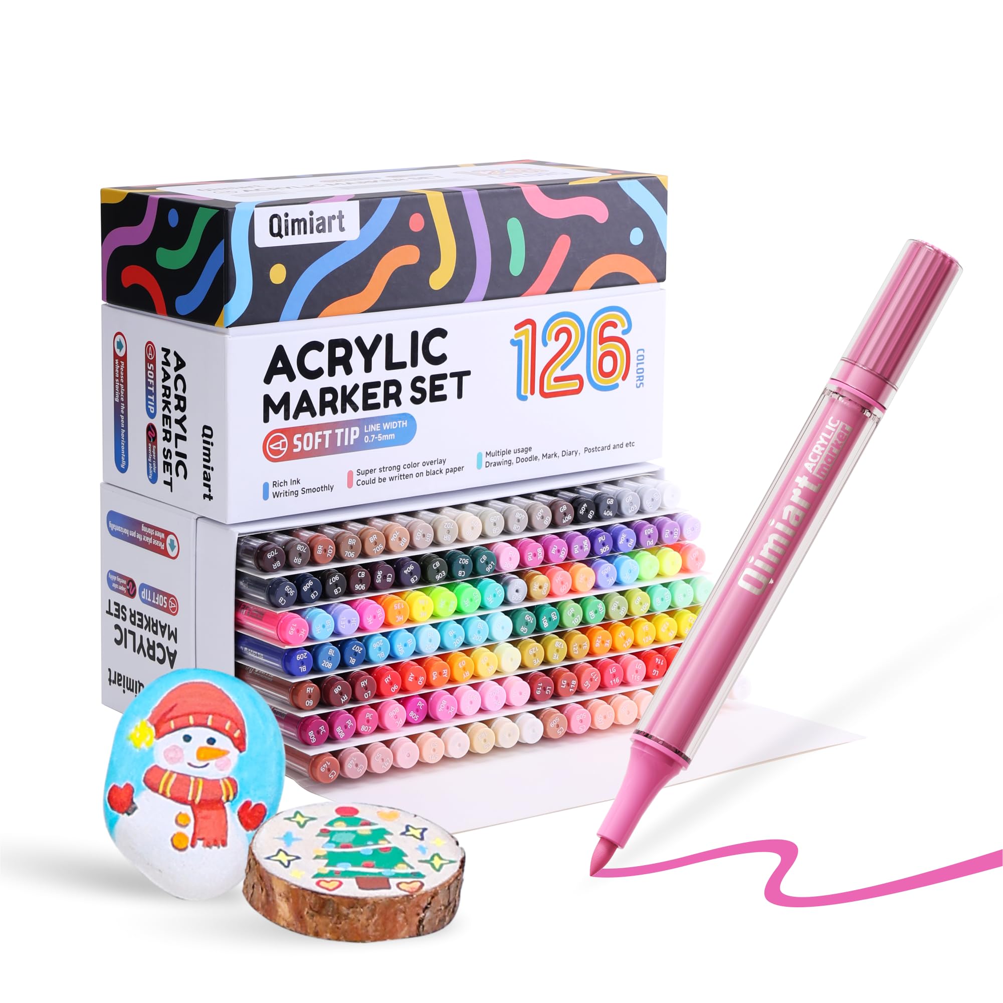 languo 126 Couleurs Feutres Peinture Acrylique, Pointe Pinceau Souple