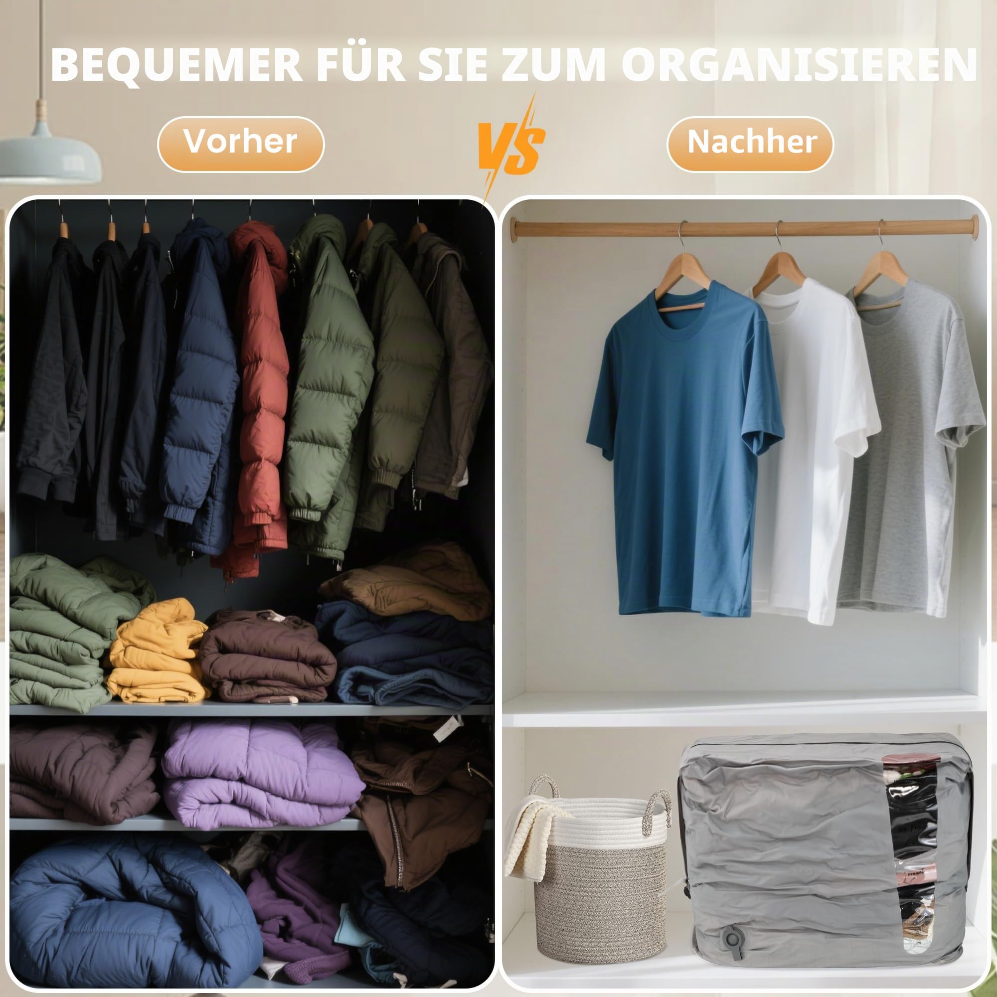 EULANT Große Nylon Vakuumbeutel für Kleidung mit luftdichtem IP67 Reißverschluss,Wasserdicht Vakumkompression Beutel für Bettdecken/Decken/Bettwäsche,Wiederverwendbar & Platzsparer & Trapezförmig