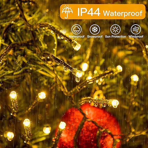 Miniatura 5 de Ollny Luces en racimo para árbol de Navidad, 400 luces LED de Navidad blancas cálidas de 20 pies, 8 modos de temporizador, control remoto, cadena de