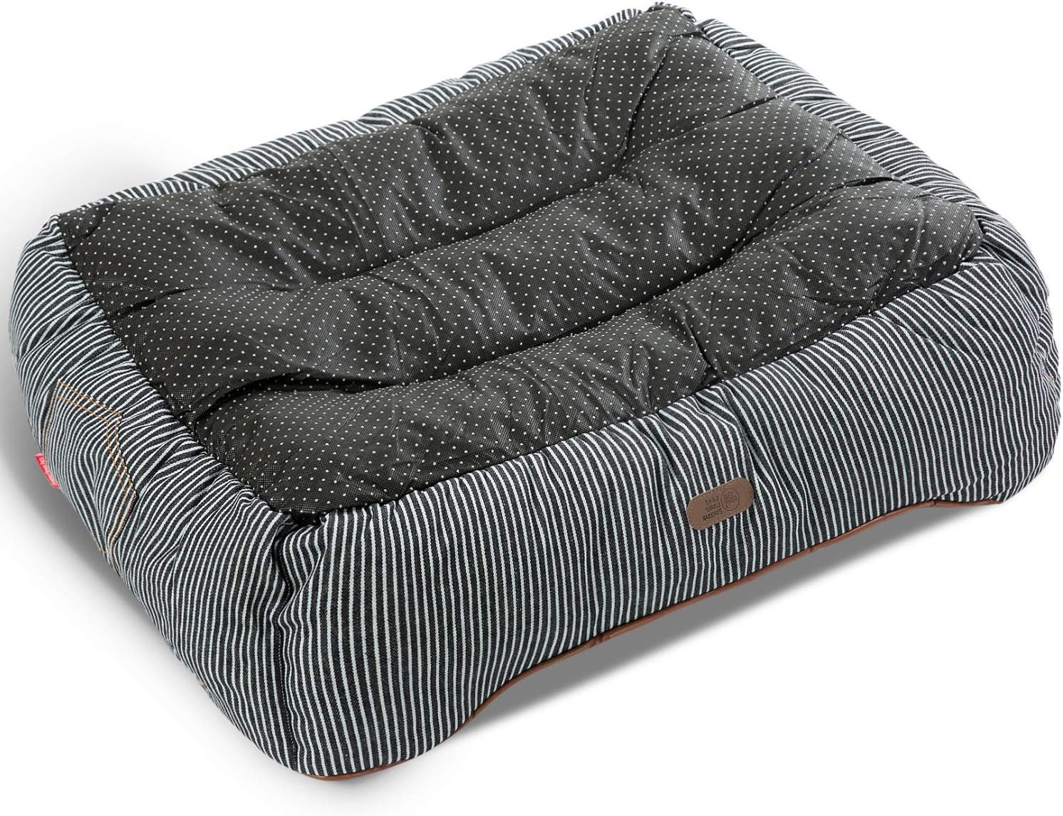 Smiling Paws Pets Large Washable Dog & Cat Bed / Lounge with Extra Soft Organic Cotton Sides, Premium Plush Puppy & Kitty Sofa for Medium & Large Doggies & Animals (35" x 26" x 7")