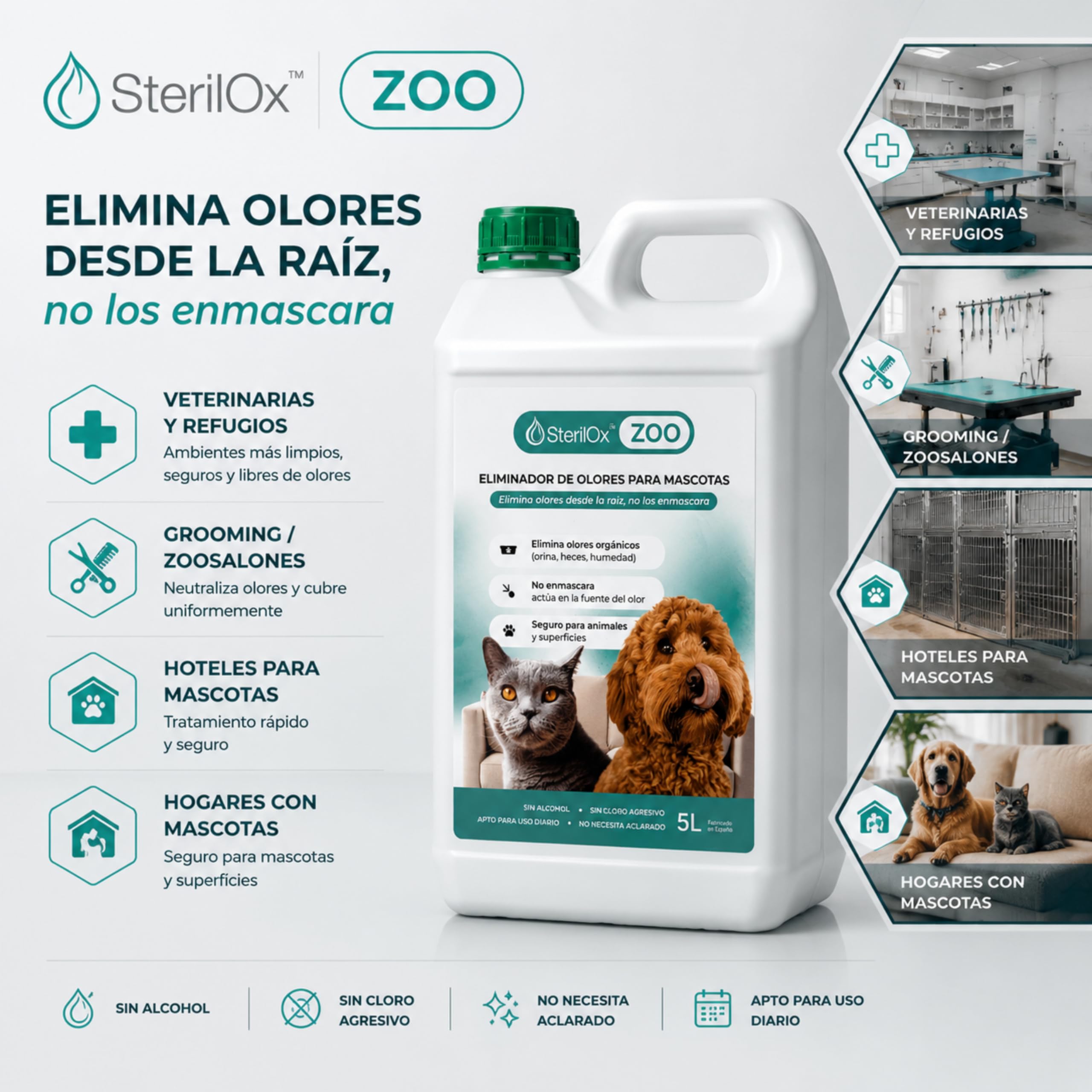 ZOO 2 x 5 L Eliminador de Olores Perros y Gatos Sin Alcohol