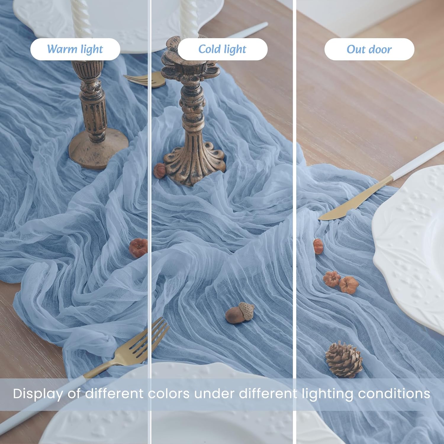 16Pack Dusty Blue Table Runner 10FT Dusty Blue Cheesecloth Table Runner 35x120Inch Long Boho Table Runners Rustic Gauze Table Runners for Party Wedding Bridal Shower Baby Shower Decorations