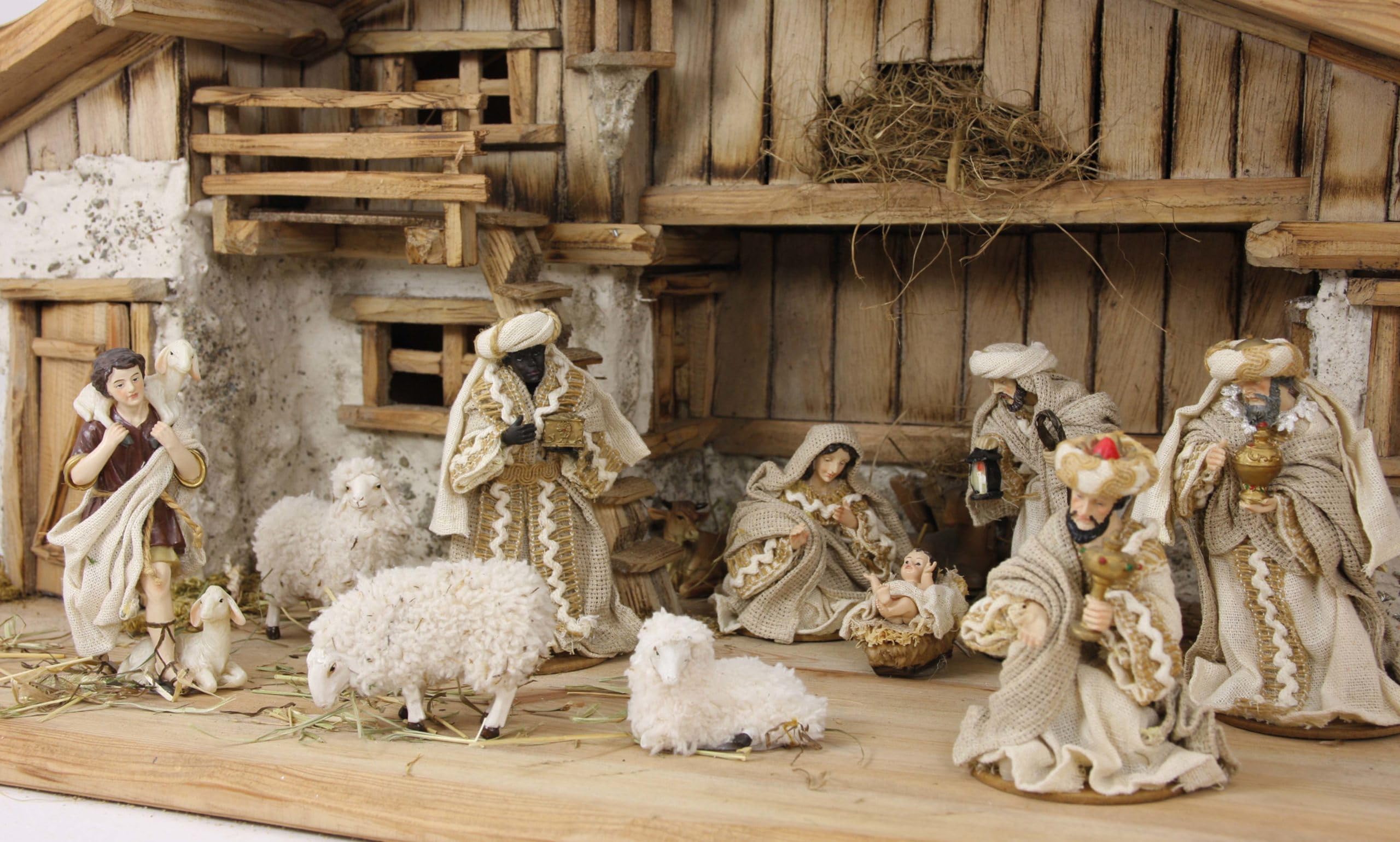 FADEDA 11x Markus-Krippenfiguren/Höhe:11 cm/handbemalt/detailgetreue Krippen Figuren - Weihnachten Tisch Dekoration Krippe Zubehör