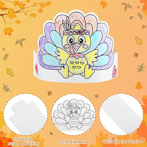 Miniatura 3 de 40 manteles individuales para colorear de Acción de Gracias para niños, manteles de mesa de Acción de Gracias, diademas de papel para colorear