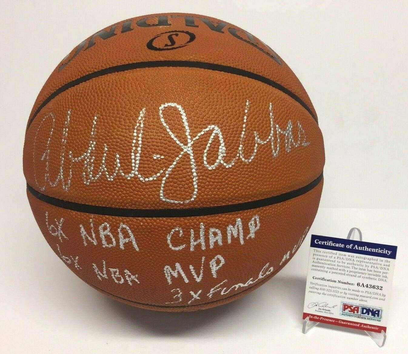 Kareem AbdulJabbar Signed Spalding Official Game Basketball "NBA Champ