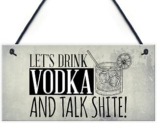 RED OCEAN Lets Drink Vodka Funny Alcohol Gift Man Cave Home Bar Hanging Wall Door Plaque Pub Sign