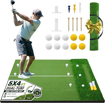 Neoaider Elite Dual-Turf Golf Hitting Mat, 5x4ft/6x4ft Golf Mat